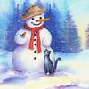 Schneemann mit Katze von Karen Kaspar