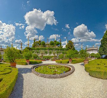 Giardino d'Amore des Palazzo Borromeo auf Isloa Bella, Teich mit Seerosen, Isola Bella, Verbano-Cusi