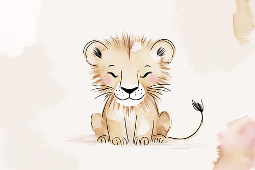Schattig leeuwtje in zachte kleuren