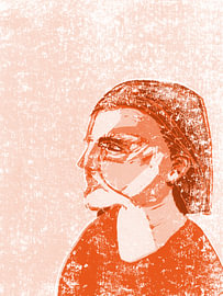 Porträt in Orange von Kirsten Benschop-Pater