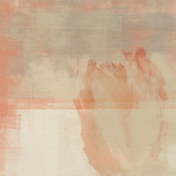 Abstrakte minimalistische Malerei in Beige, hellem Taupe und warmem Orange von Dina Dankers