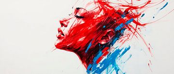 Vibrant explosion of colour in a sculpture of a woman by Poster Art Shop