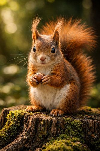 Eekhoorn in Gouden Boslicht