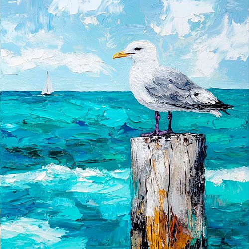 Seagull at sea level