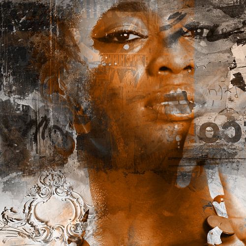 Urban Chic II, portret van een vrouw - Urban Street Art Collage C.