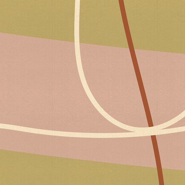 Modern abstract  lines in gold, pink, white and terracotta IV by Dina Dankers