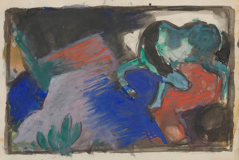 Grünes Pferd in Landschaft (1912) von Franz Marc von Peter Balan
