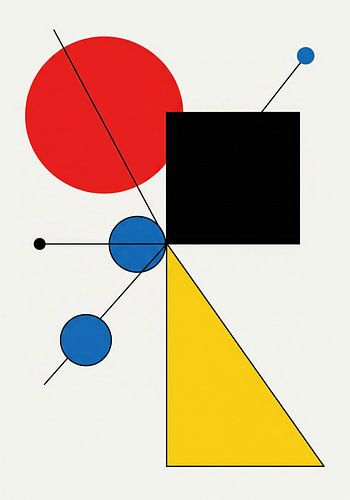 Abstract Geometric Composition with Circles, Square, Triangle, a