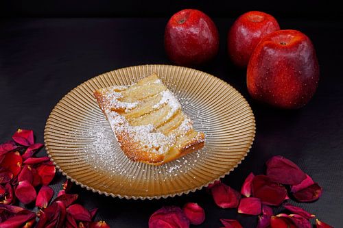 freshly baked quick buttermilk pie with apple pieces