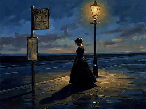 Femme solitaire attendant la nuit sur Jan Keteleer