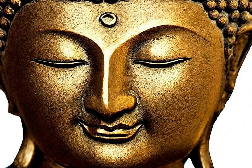 Porträt eines goldenen Buddhas. von Ineke de Rijk