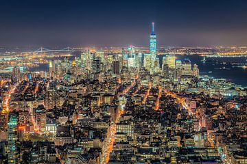 Lower Manhattan bei Nacht von Mark De Rooij