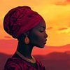 Afrikanische Frau bei Sonnenuntergang von Schwarzer Kaffee