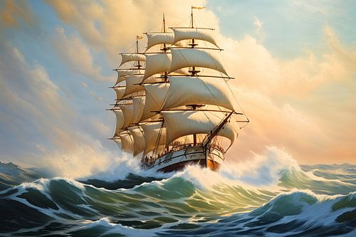 A sailing ship in the storm
