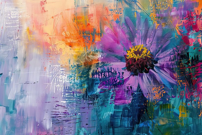 Décor floral minimal abstrait par Peinture Abstraite