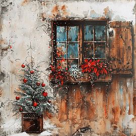 Noël Arbre de Noël Cottage Façade affectueuse