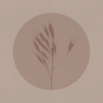 Japandi botanisch in neutraal beige en bruin. Gras. van Dina Dankers