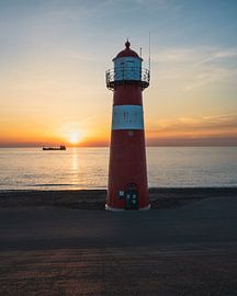 Leuchtturm von Westkapelle im Sonnenuntergang