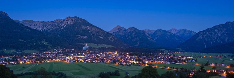 Oberstdorf by night in the moonlight by Walter G. Allgöwer