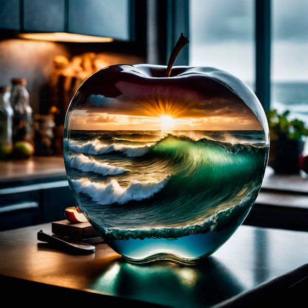 Glas Apfel Kunst in der Küche von A.D. Digital ART
