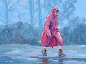 Peinture d'un homme dans une tempête de pluie par Toon Nagtegaal Aperçu