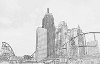 New York in Las Vegas, zwart-wit tekening van Rietje Bulthuis thumbnail
