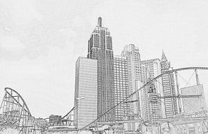 New York in Las Vegas, Schwarz-Weiß-Zeichnung