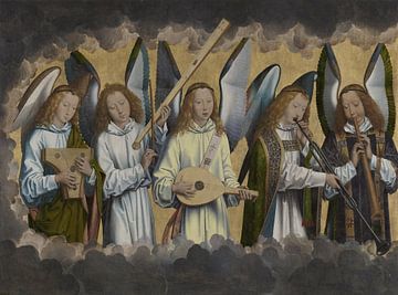 Hans Memling, A, Anges musiciens, 1494, gauche