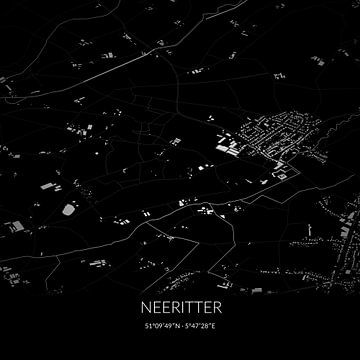 Zwart-witte landkaart van Neeritter, Limburg. van Rezona