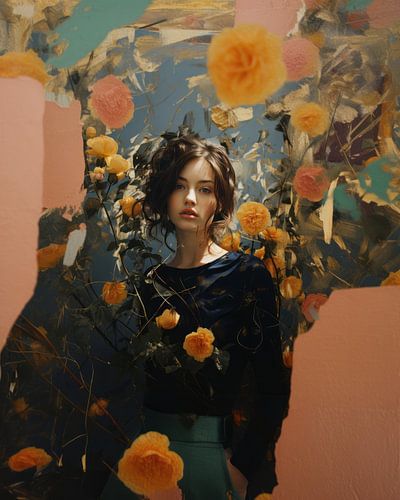 Modern portret in collage stijl