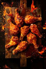 Crispy chicken drumsticks with sauce by Poster Art Shop