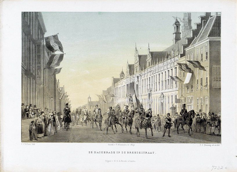 Carel Christiaan Antony Last, Masquerade by students in the Breestraat, 1855, after Tieleman Cato Br by Atelier Liesjes