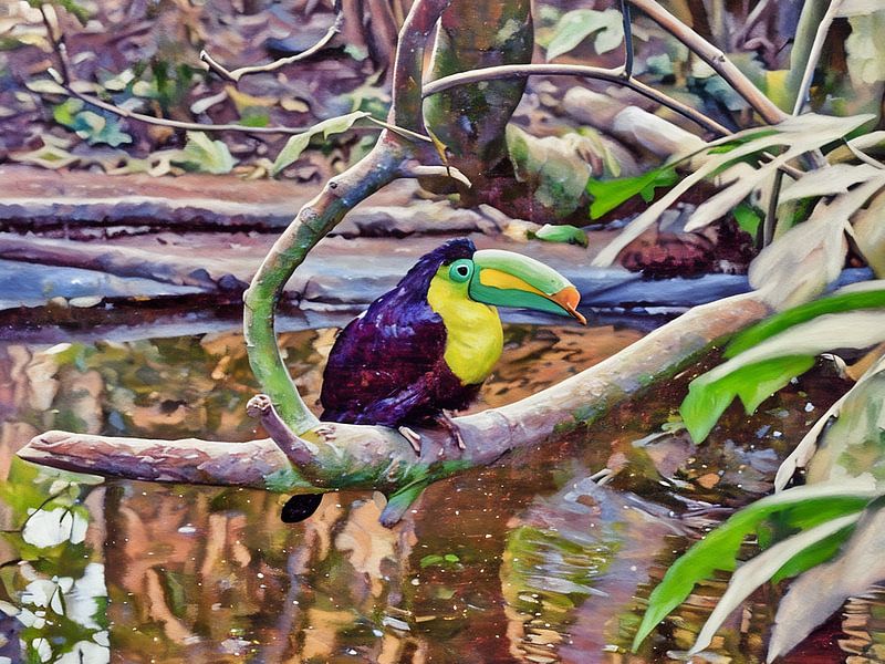 Lebendiger Tukan im Regenwald von Sergio Pazzano