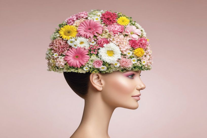 vrouw met bloemen portret van Egon Zitter