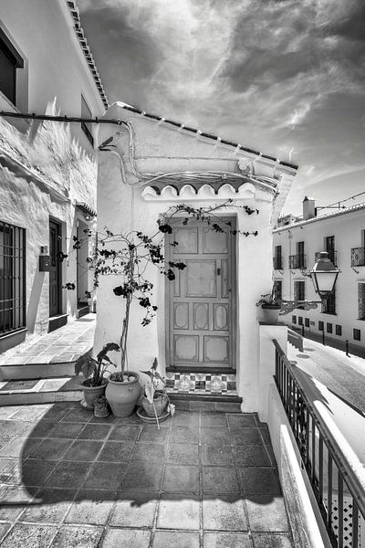 White mountain village in Spain in black and white by Manfred Voss, Black-White Photography