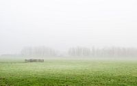 Mistige polder met hek in Zuid-Holland van Rob IJsselstein thumbnail