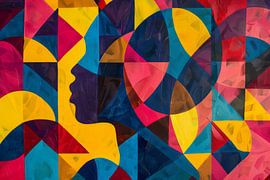 Abstract portrait of a woman in colourful geometric shapes