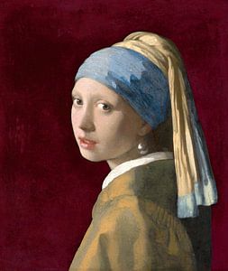 Meisje met de parel, bordeau rood - Johannes Vermeer