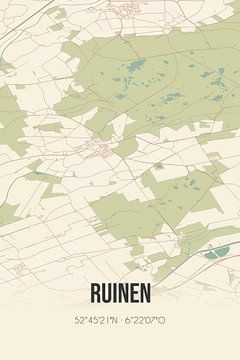 Vintage landkaart van Ruinen (Drenthe) van Rezona