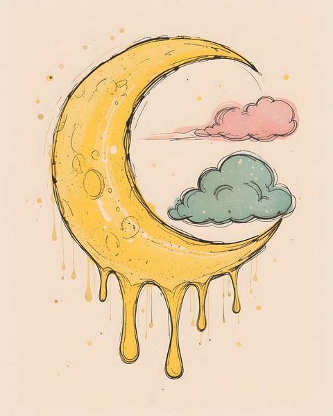 Croissant de lune avec nuages vibrants par Kintsugi99 