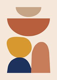 Illustrations abstraites minimalistes de style moderne du milieu du siècle, composées de formes géométriques et de lignes, dans des tons chauds et terreux