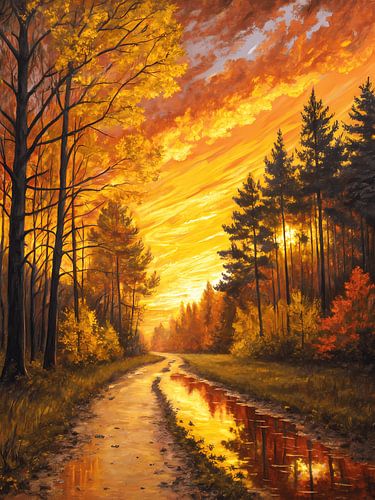 Gouden pad bij schemering