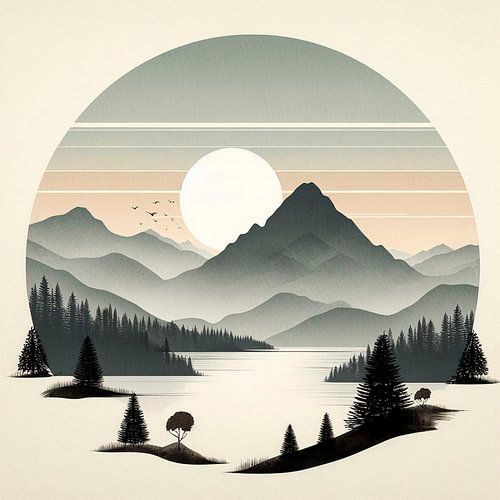 Paysage paisible de l'Est. Japandi ( 4 )