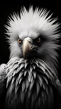 Vogel Portrait in Schwarz-Weiß minimalistische Wildlife Art von Thilo Wagner