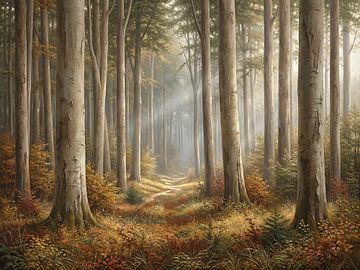 Une forêt inondée de lumière - une fenêtre sur le calme