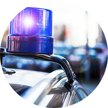 Blauw licht op een civiel politievoertuig van Frank Herrmann