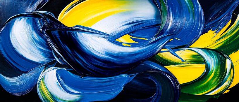 Explosion de couleurs en bleu et jaune par Poster Art Shop