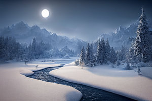 Winterlandschaft am Morgen mit Sonne
