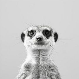 Suricate curieux - Photographie en noir et blanc pour les passionnés d'animaux sauvages