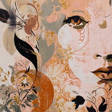 Abstract Vrouw Met Natuurlijke Elementen van Kunst Kriebels